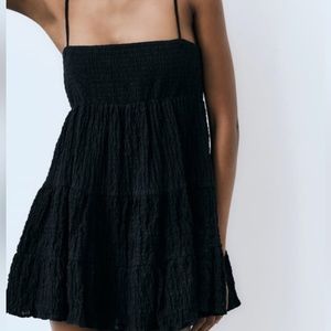 Zara Black Textured Mini Dress